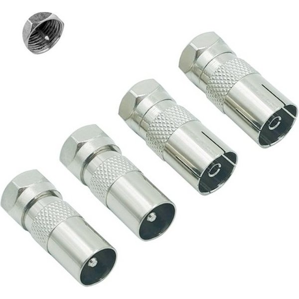 euroharry SAT Antenne Adapter 2 Stück IEC Stecker und Buchse auf F Stecker Adapter