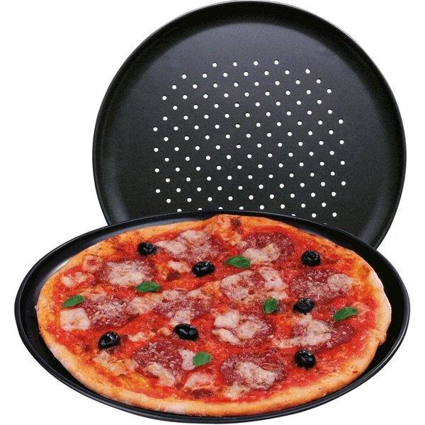 EUROHOME Pizzablech Ofenbackblech rund - Pizzaform - Pizzapfanne - Ofen Form - Backform, Karbonstahl, (1-St., Pizza Backblech Ø 33 cm), Pizzabackblech antihaft 