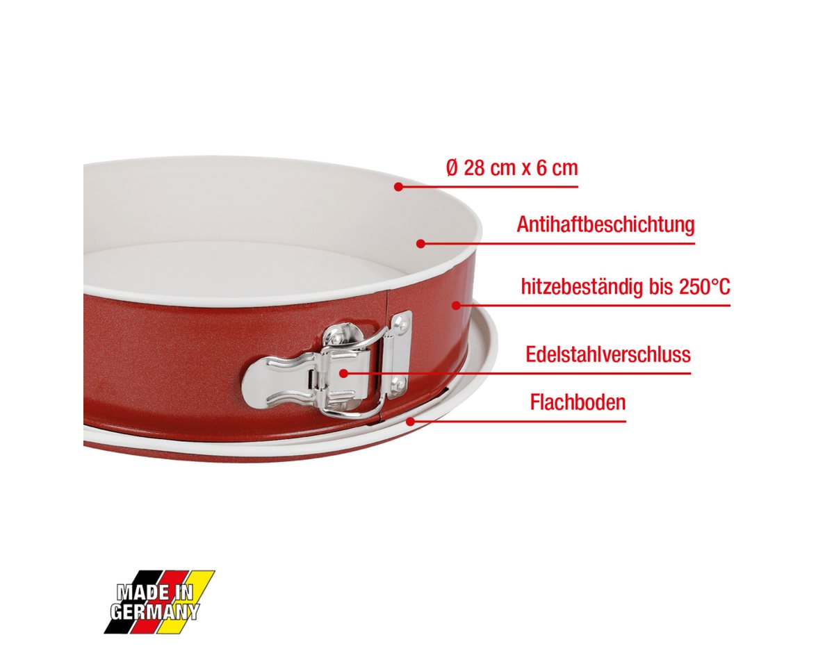 EUROHOME Springform runde Springform Ø28 cm Antihaftbeschichtung Flachboden auslaufsicher, (1-tlg), Kuchenform rund - Backform Kuchen antihaft – Bild 4 von 5