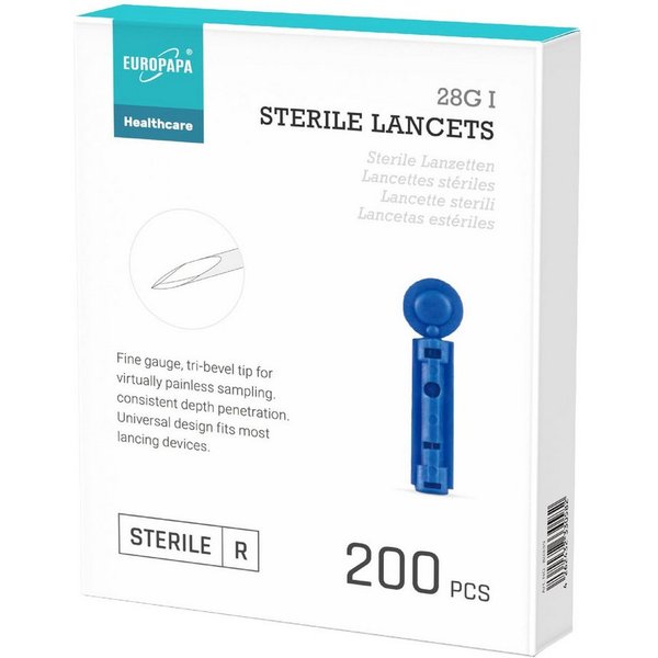 EUROPAPA Blutzuckermessgerät Lanzetten, Steril Einweglanzette, Blutlanzetten, Sicherheitslanzetten für Blutentnahme Blutzuckermessung Kapillare, EUROPAPA BG-Ser