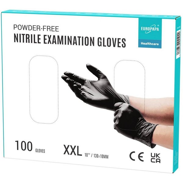 EUROPAPA Nitril-Handschuhe Medical Einmalhandschuhe Untersuchungshandschuhe (100 Stück, puderfrei ohne Latex, Gummihandschuhe) unsteril latexfrei disposible glo