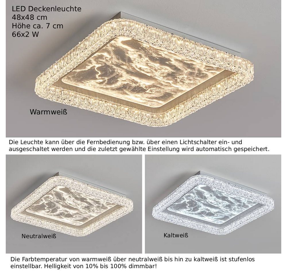 Eurotondisplay LED Deckenleuchte LED Deckenleuchte Fernbedienung Lichtfarbe/Helligkeit einstellbar, LED fest integriert, Neutralweiß, Kaltweiß, Warmweiß, Mit Fe – Bild 4 von 5