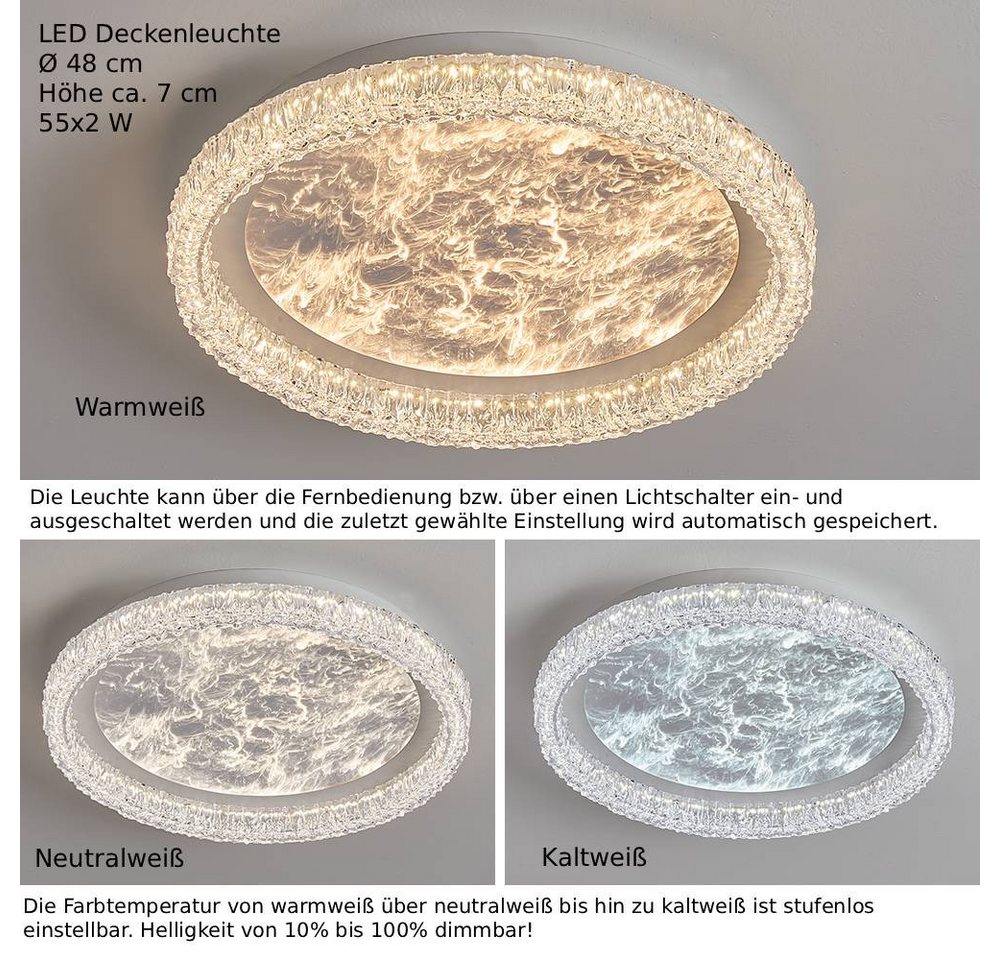 Eurotondisplay LED Deckenleuchte LED Deckenleuchte Fernbedienung Lichtfarbe/Helligkeit einstellbar, LED fest integriert, Neutralweiß, Kaltweiß, Warmweiß, Mit Fe – Bild 5 von 5