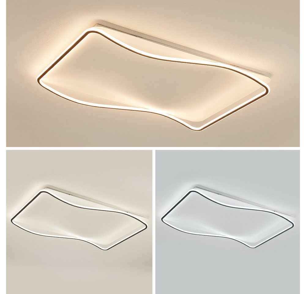 Eurotondisplay LED Deckenleuchte LED Deckenleuchte Fernbedienung Helligkeit einstellbar schwarz weiß, LED fest integriert, Farbwechsler, Neutralweiß, Warmweiß,  – Bild 2 von 5