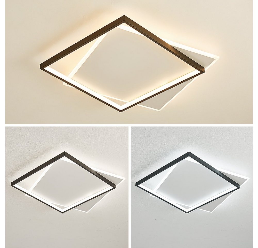 Eurotondisplay LED Deckenleuchte LED Deckenleuchte Fernbedienung Helligkeit einstellbar schwarz weiß, LED fest integriert, Farbwechsler, Neutralweiß, Warmweiß,  – Bild 2 von 5