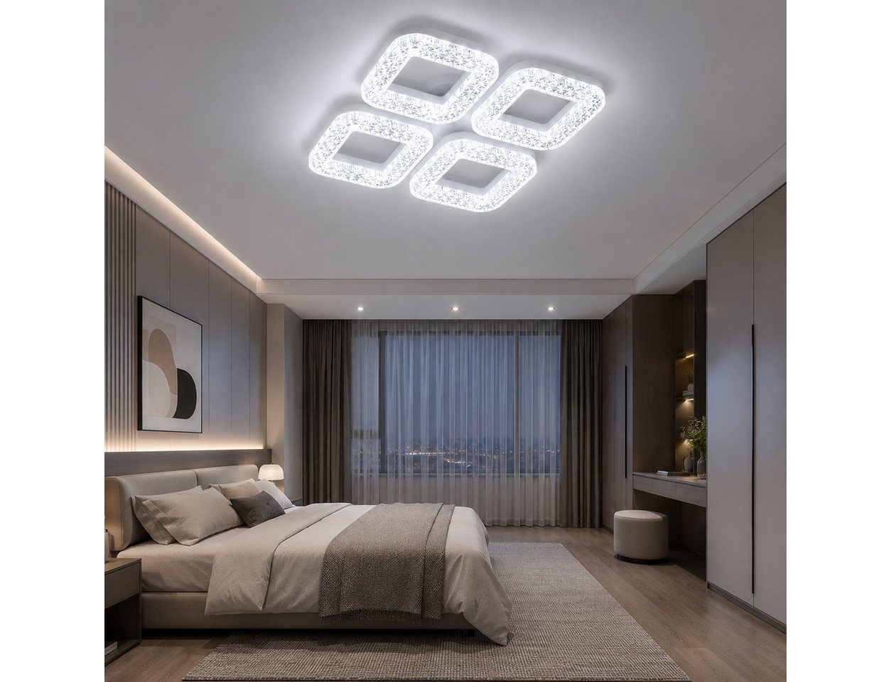 Eurotondisplay LED Deckenleuchte LED Deckenleuchte dimmbar mit Fernbedienung, stufenlos 3000–7000 K, LED fest integriert, Warm- bis Kaltweiß, mit Fernbedienung  – Bild 3 von 5