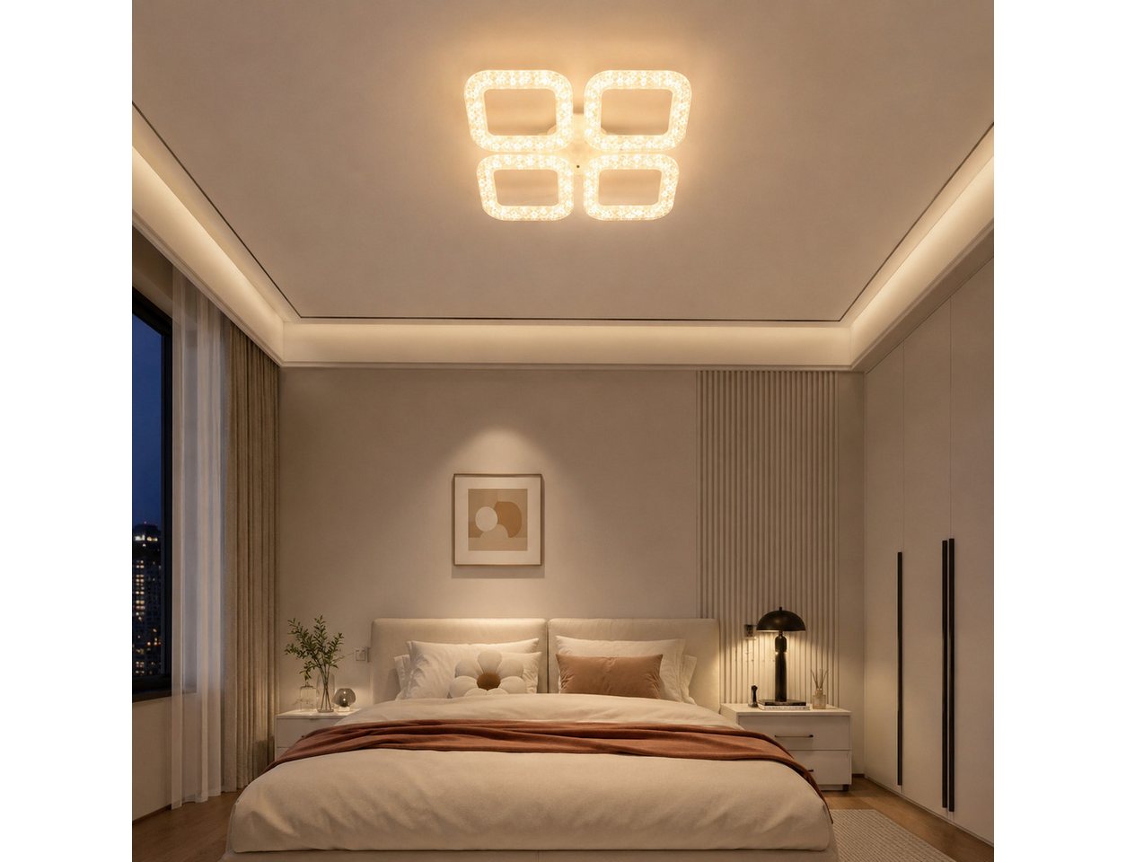 Eurotondisplay LED Deckenleuchte LED Deckenleuchte dimmbar mit Fernbedienung, stufenlos 3000–7000 K, LED fest integriert, Warm- bis Kaltweiß, mit Fernbedienung  – Bild 5 von 5