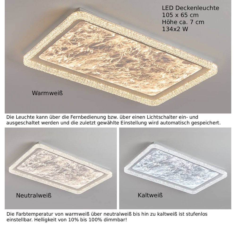 Eurotondisplay LED Deckenleuchte LED Deckenleuchte Fernbedienung Lichtfarbe/Helligkeit einstellbar, LED fest integriert, Neutralweiß, Kaltweiß, Warmweiß, Mit Fe – Bild 4 von 5