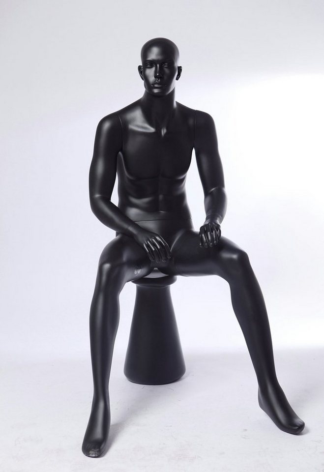 Eurotondisplay Schaufensterpuppe Schaufensterpuppe Mann sitzend weiß oder schwarz geformtes Gesicht neu – Bild 2 von 5