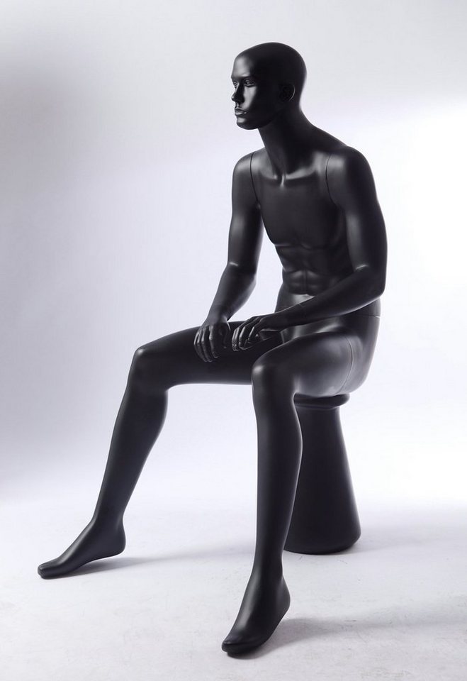 Eurotondisplay Schaufensterpuppe Schaufensterpuppe Mann sitzend weiß oder schwarz geformtes Gesicht neu – Bild 3 von 5