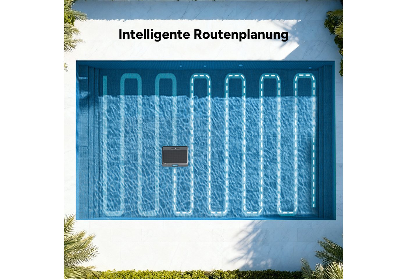 EVERCROSS BOT Poolroboter Y9T Pool Skimmer, intelligente Pfadplanung, Tasten & App-Bedienung, (automatisches Andocken, Tasten & App-Bedienung, max 140), Solarau – Bild 4 von 5