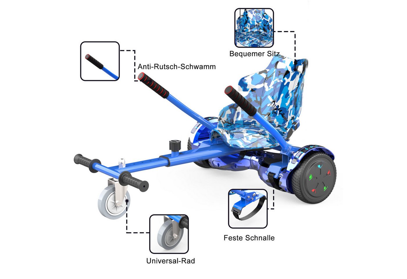 EVERCROSS TECH Balance Scooter Kart 6.5” Hoverboard mit Sitz, Leuchtende Reifen, Bluetooth-Musik, LED-Lichter, bis zu 10-15 km, Geschenke für Kinder – Bild 2 von 5
