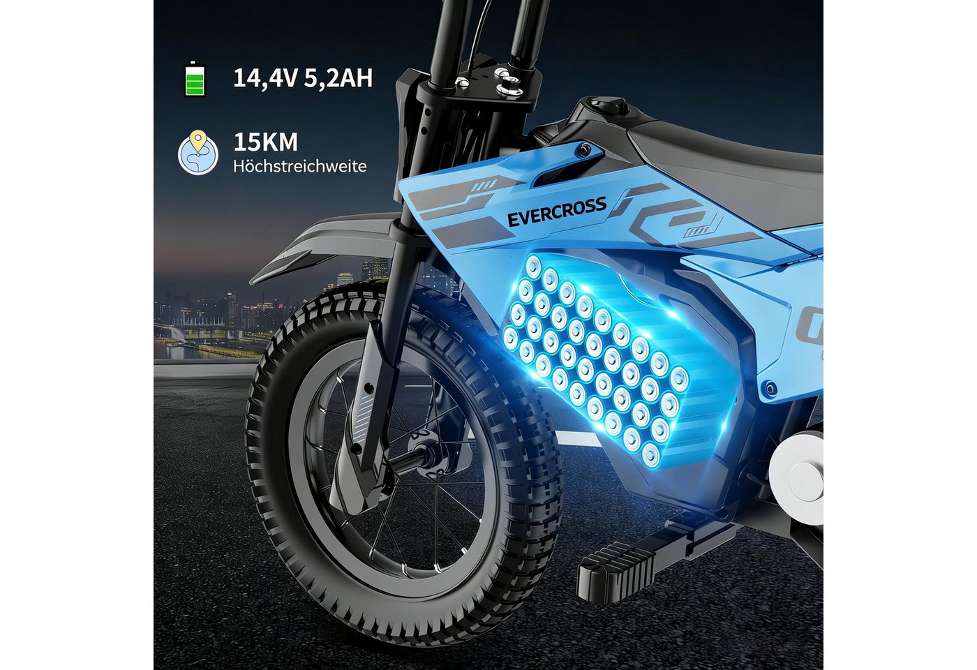 EVERCROSS TECH Elektro-Kindermotorrad Elektro Motorrad mit 150W Motor, 12 Zoll Luftreifen, 5,2AH, MAX 10KM Lange Reichweite, Elektromotorrad für Kinder – Bild 3 von 5