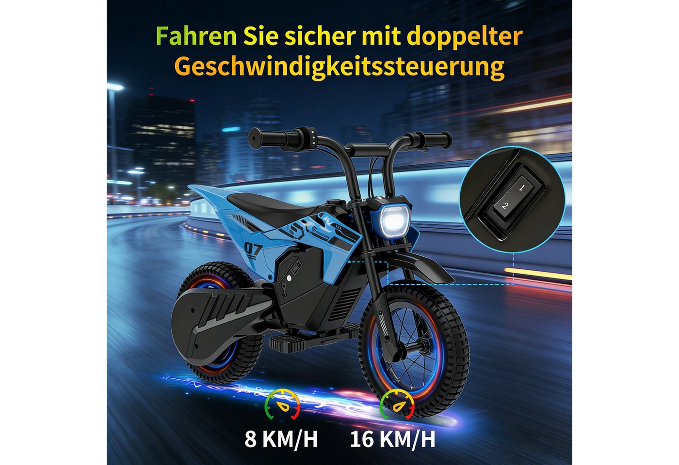 EVERCROSS TECH Elektro-Kindermotorrad Elektro Motorrad mit 150W Motor, 12 Zoll Luftreifen, 5,2AH, MAX 10KM Lange Reichweite, Elektromotorrad für Kinder – Bild 4 von 5