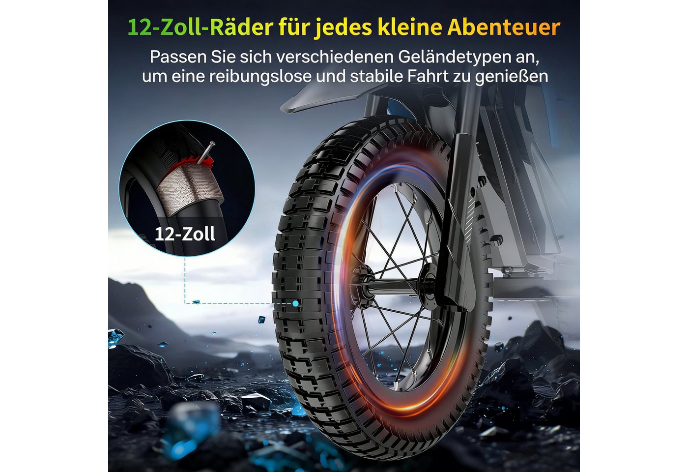 EVERCROSS TECH Elektro-Kindermotorrad Elektro Motorrad mit 150W Motor, 12 Zoll Luftreifen, 5,2AH, MAX 10KM Lange Reichweite, Elektromotorrad für Kinder – Bild 5 von 5