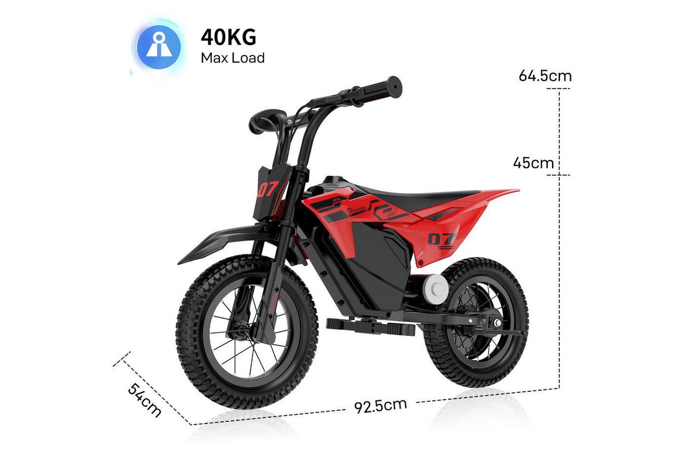 EVERCROSS TECH Elektro-Kindermotorrad Elektro Motorrad mit 150W Motor, 12 Zoll Luftreifen, 5,2AH, MAX 10KM Lange Reichweite, Elektromotorrad für Kinder – Bild 5 von 5