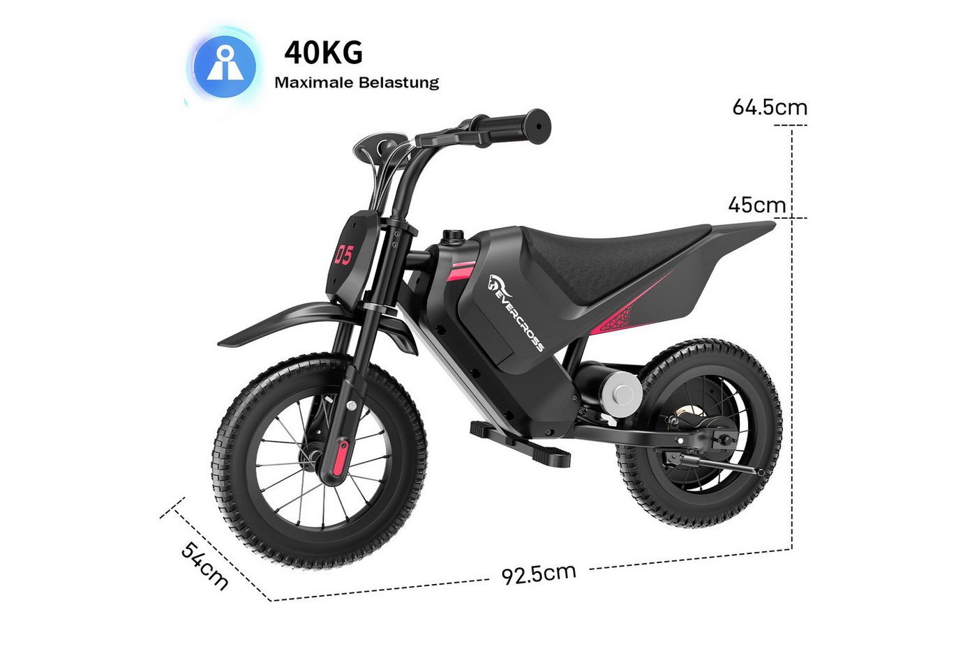 EVERCROSS TECH Elektro-Kindermotorrad Elektro Motorrad mit 150W Motor, 12 Zoll Luftreifen, 5,2AH, MAX 10KM Lange Reichweite, Elektromotorrad für Kinder – Bild 3 von 5