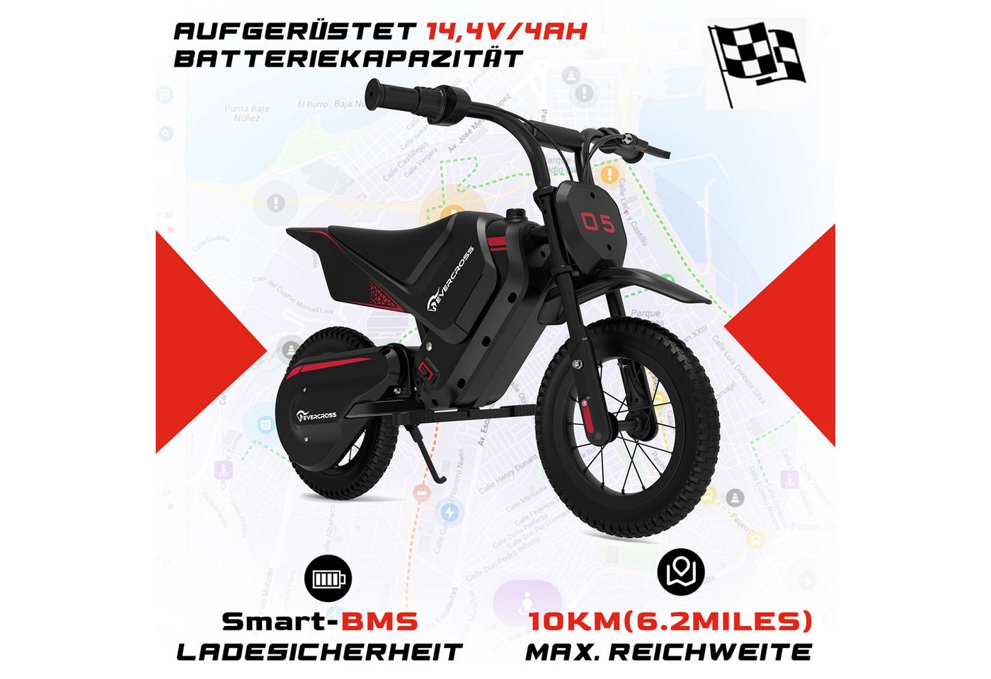 EVERCROSS TECH Elektro-Kindermotorrad Elektro Motorrad mit 150W Motor, 12 Zoll Luftreifen, 5,2AH, MAX 10KM Lange Reichweite, Elektromotorrad für Kinder – Bild 5 von 5