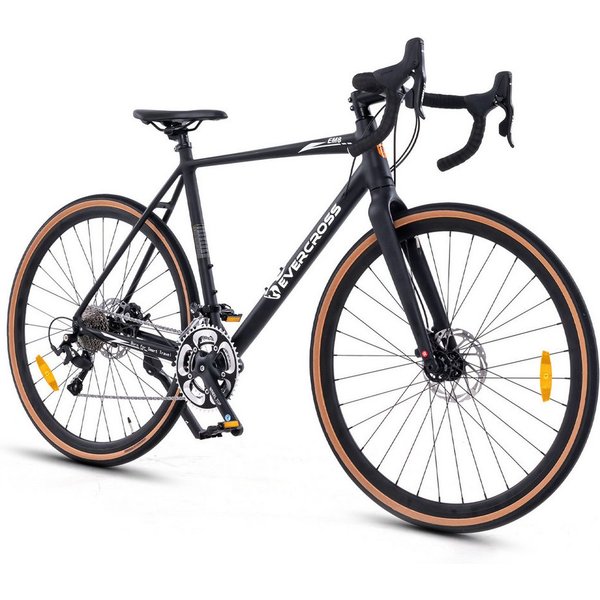 EVERCROSS TECH Rennrad EM8, 700C, Alu Gravelbike 16 Gang-Schaltung, Damen, Herren, 16 Gang, Kettenschaltung, Felgenbremse, Gewicht nur 12 kg