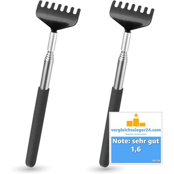 Everhomely® Massagegerät Rückenkratzer im 2er-Set, ausziehbar bis 75 cm, breite Kratzhand, 2er Set 2-tlg., 2-teilig