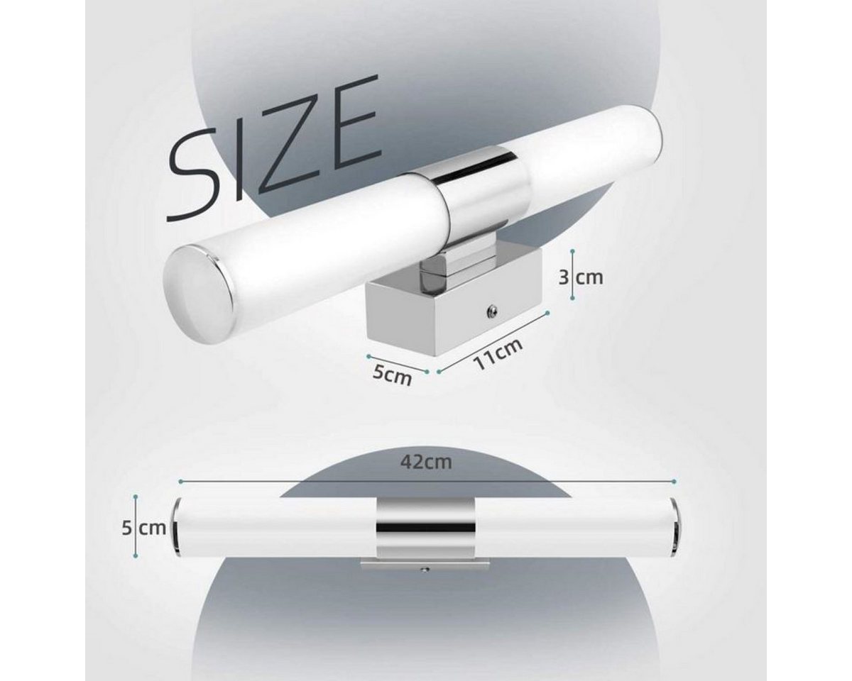 EVERY LED Spiegelleuchte Spiegellampe Bad Schminklicht Badezimmerbeleuchtung, IP44, 900lm, LED fest integriert, 4000K - Neutralweiß, Aus Edelstahl + ABS, Spiege – Bild 4 von 5