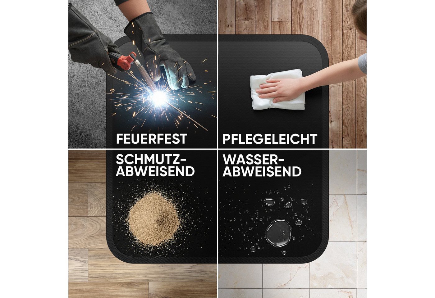 EVOCAMP Bodenschutzmatte feuerfeste Unterlage aus Glasfasergewebe, 3-lagige hitzebeständige, aus Glasfasergewebe, bis 1000°C, idealer Feuerschutz für Elektroger – Bild 4 von 5
