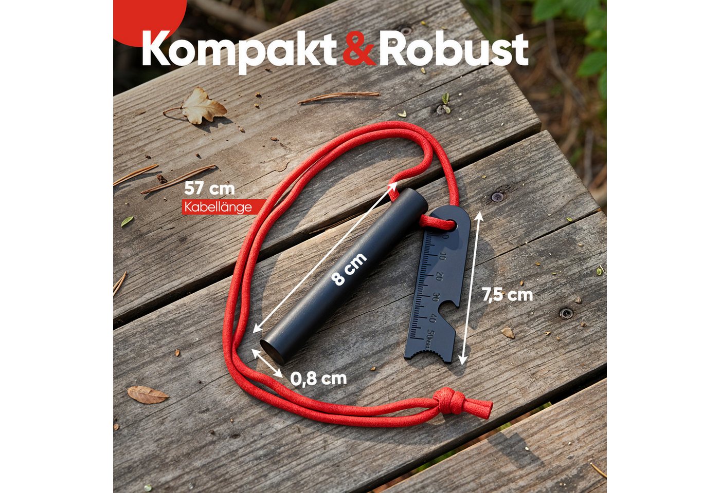 EVOCAMP Feuerzeug Feuerstahl 8 cm, kompakter Feuerstarter für Outdoor & Survival (kompakter Feuerstarter (12,7cm), Feuerstein Feuerzeug, Survival, 1-St) – Bild 2 von 5