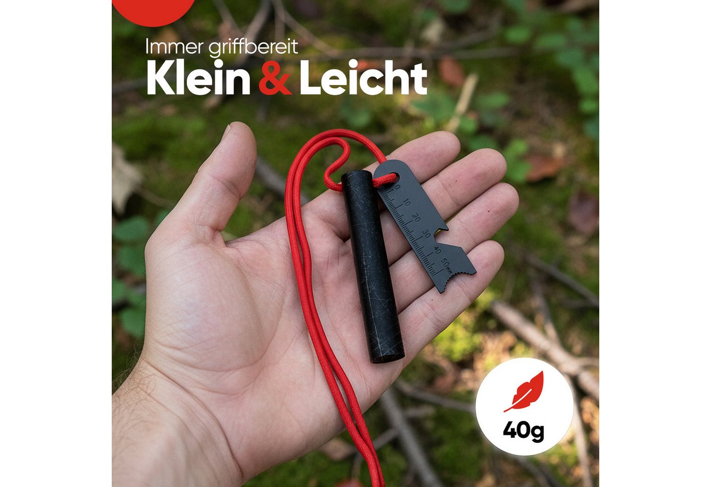EVOCAMP Feuerzeug Feuerstahl 8 cm, kompakter Feuerstarter für Outdoor & Survival (kompakter Feuerstarter (12,7cm), Feuerstein Feuerzeug, Survival, 1-St) – Bild 3 von 5