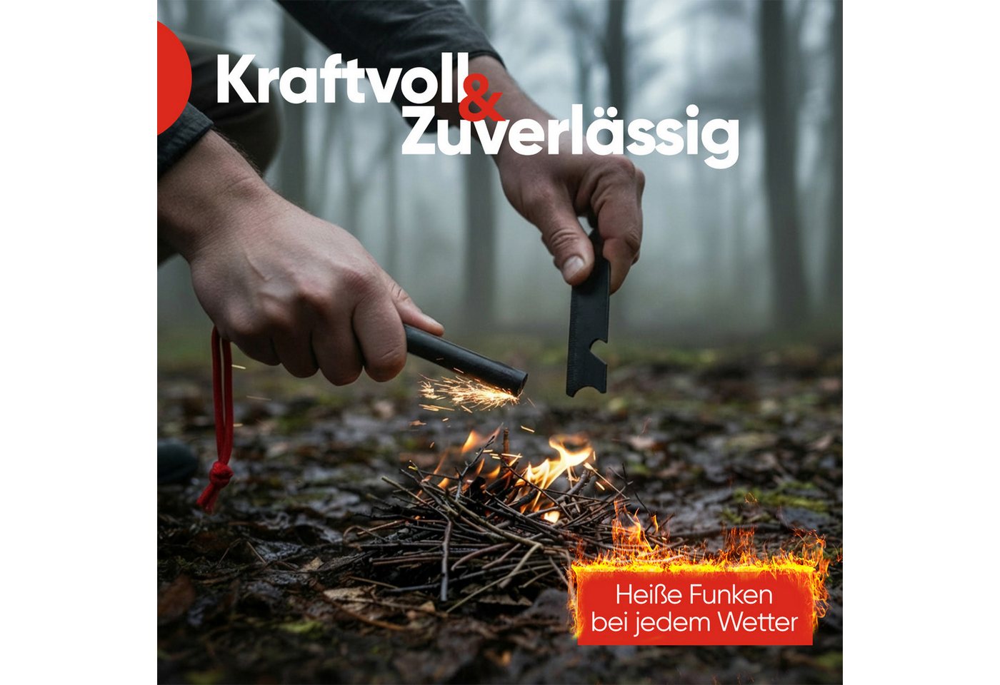 EVOCAMP Feuerzeug Feuerstahl 8 cm, kompakter Feuerstarter für Outdoor & Survival (kompakter Feuerstarter (12,7cm), Feuerstein Feuerzeug, Survival, 1-St) – Bild 4 von 5