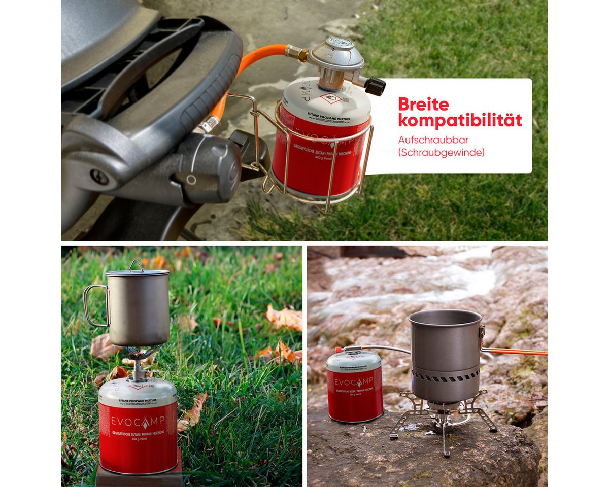 EVOCAMP Gaskartusche 4x Propan Butan 450g, Schraubkartusche Eurogewinde 7/16", Zubehör für Weber Grills Q100-1200-Serien, 4 St. – Bild 5 von 5