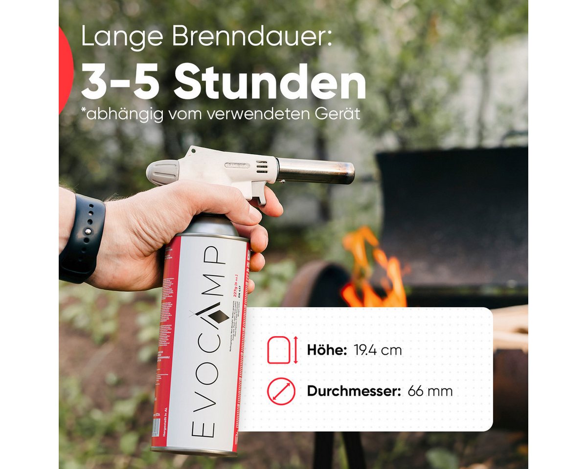 EVOCAMP Gaskartusche 6x Butankartuschen Typ MSF-1a 227g mit Bajonettventil, Zubehör für Campingkocher, Gasheizung, Gefahrgut: UN2037 - Klasse 2 – Bild 4 von 5