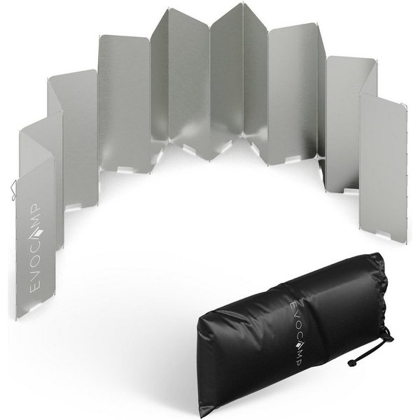 EVOCAMP Gaskocher Windschutz faltbar in 3 Größen inklusive Tasche, Windfang für Outdoor, (16-St), faltbar und vielseitig einsetzbar beim Camping und Outdoor-Gri