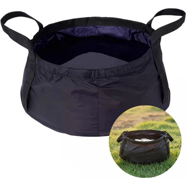 EVOCAMP Schüssel Faltbare Camping Wasserdichte Waschschüssel 8,5 L, 30×14 cm, Schwarz, Nylon, (1-tlg), Kompakt verstaubar, Hitzebeständig bis 90 °C, Ultraleicht