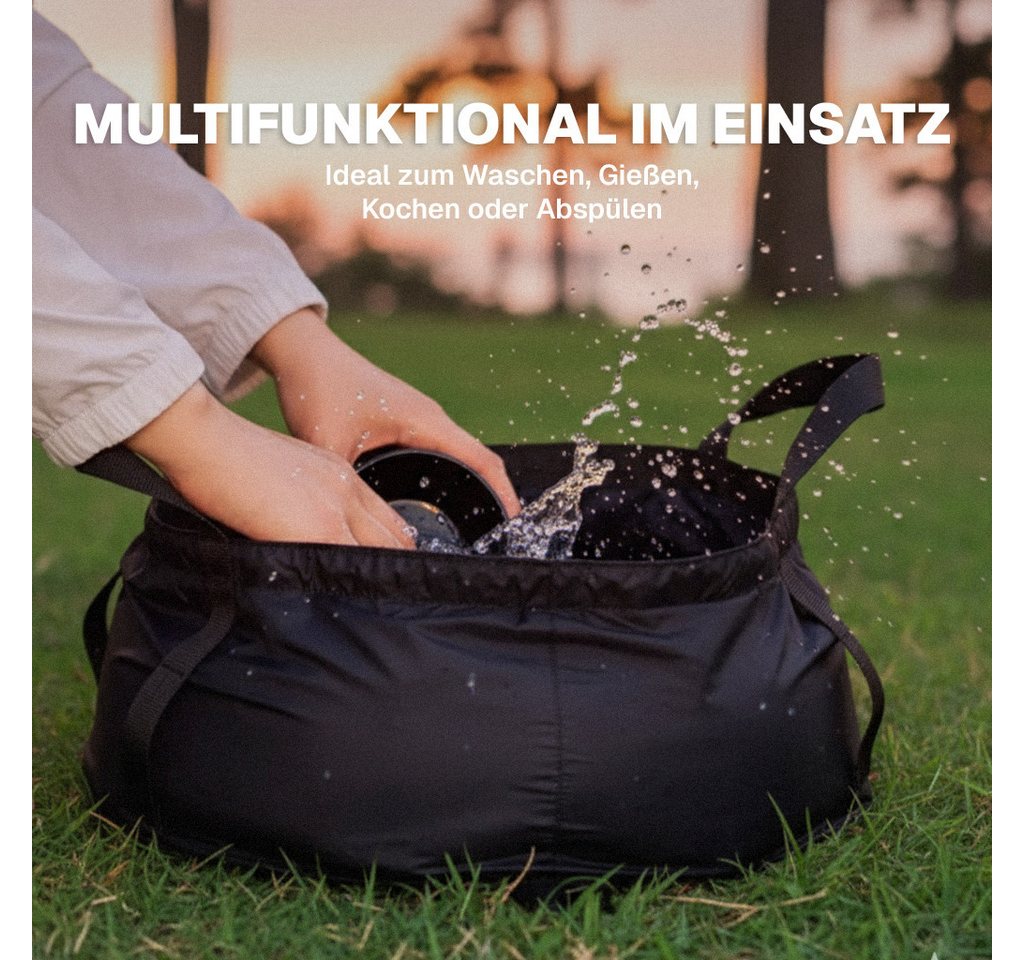 EVOCAMP Schüssel Faltbare Camping Wasserdichte Waschschüssel 8,5 L, 30×14 cm, Schwarz, Nylon, (1-tlg), Kompakt verstaubar, Hitzebeständig bis 90 °C, Ultraleicht – Bild 3 von 5