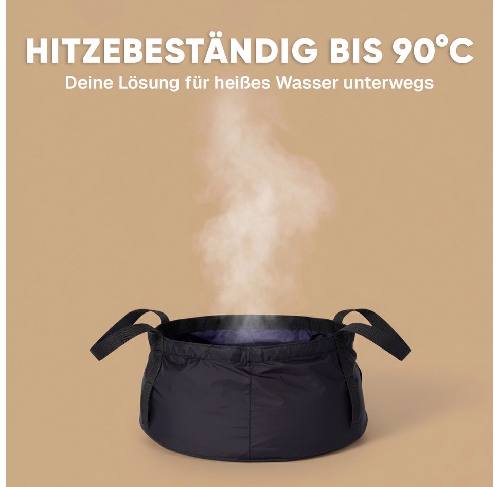 EVOCAMP Schüssel Faltbare Camping Wasserdichte Waschschüssel 8,5 L, 30×14 cm, Schwarz, Nylon, (1-tlg), Kompakt verstaubar, Hitzebeständig bis 90 °C, Ultraleicht – Bild 4 von 5