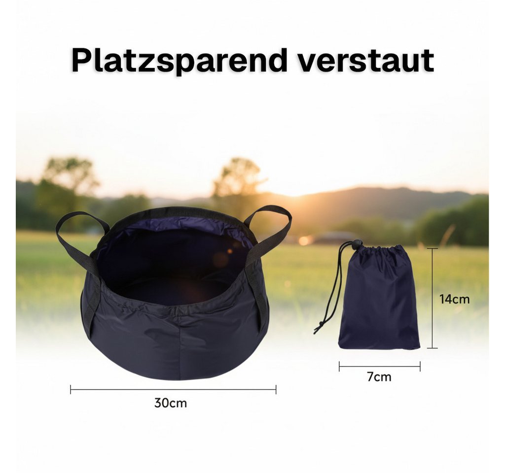 EVOCAMP Schüssel Faltbare Camping Wasserdichte Waschschüssel 8,5 L, 30×14 cm, Schwarz, Nylon, (1-tlg), Kompakt verstaubar, Hitzebeständig bis 90 °C, Ultraleicht – Bild 5 von 5