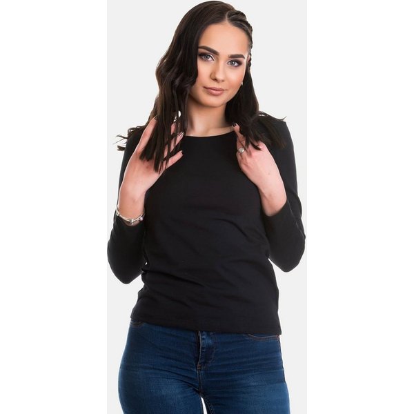 Evoni Langarmshirt Langarm Rundhals Baumwolle Basic Shirt