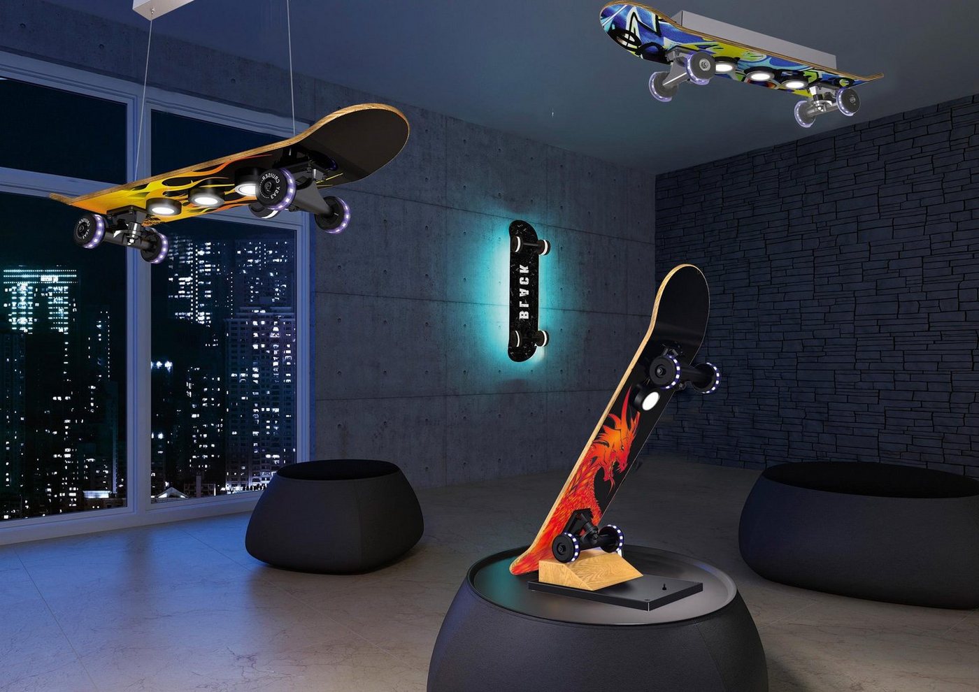 EVOTEC LED Deckenleuchte EASY CRUISER GRAFFITI, Dimmfunktion, Farbsteuerung, Farbwechsel, RGB, getrennt schaltbar, LED fest integriert, Warmweiß, LED Deckenlamp – Bild 2 von 3