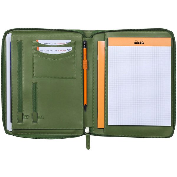 EXACOMPTA Aktentasche Konferenzmappe kleines Modell 19,5x25,5 cm Block A5 Salbeigrün 168102C, Rhodia, Blöcke, Hefte und Notizbücher
