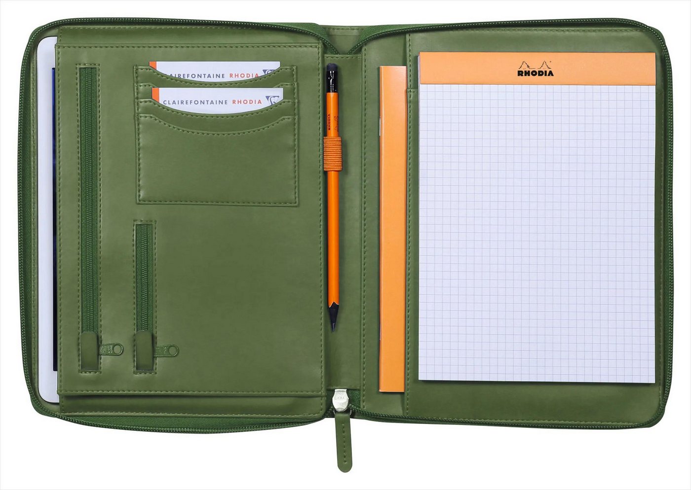 EXACOMPTA Aktentasche Konferenzmappe kleines Modell 19,5x25,5 cm Block A5 Salbeigrün 168102C, Rhodia, Blöcke, Hefte und Notizbücher – Bild 4 von 5