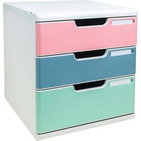 Exacompta Schubladenbox "Modulo AutentiK" DIN A4+, 3 Schubladen fbg sort., Korpus weiß
