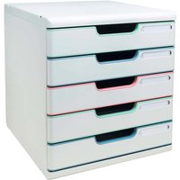 Exacompta Schubladenbox "Modulo AutentiK" DIN A4+, 5 Schubladen fbg sort., Korpus weiß
