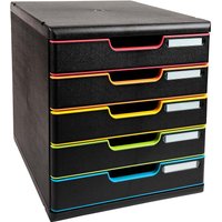 Exacompta Schubladenbox Modulo "Black Office", DIN A4+, 5 Schubladen, schwarz/harlekin