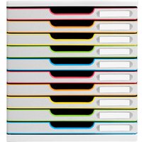 Exacompta Schubladenbox Modulo "Black Office", DIN A4+, 10 Schubladen, weiß/harlekin