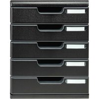 Exacompta Schubladenbox Modulo "ECOBlack", DIN A4+, 5 Schubladen geschlossen, schwarz