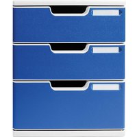 Exacompta Schubladenbox Modulo "Office", DIN A4+, 3 Schubladen geschlossen, blau