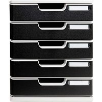Exacompta Schubladenbox Modulo "Office", DIN A4+, 5 Schubladen geschlossen, schwarz