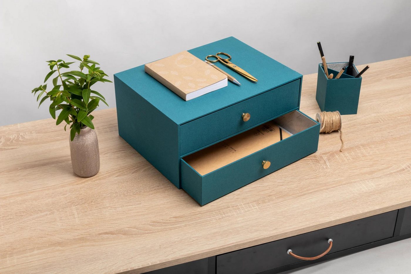 Exacompta Schubladenbox "Office By Me", 2 Schubladen, 35,5x17x27 cm, DIN A4+, blaugrün – Bild 4 von 5
