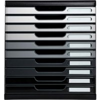 Exacompta Schubladenbox "Shades of grey", DIN A4+, 10 Schubladen geschlossen, grau