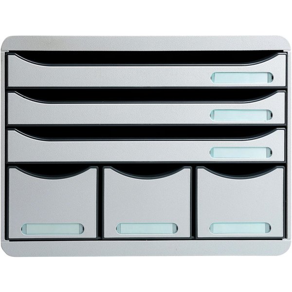 Exacompta Schubladenbox Storebox "Office", DIN A4+, 6 Schubladen geschlossen, lichtgrau